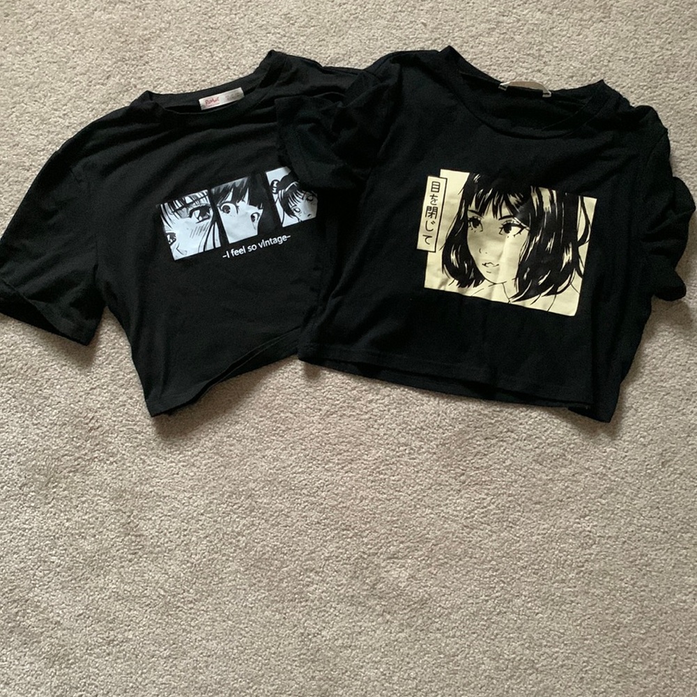 Anime black crop tops